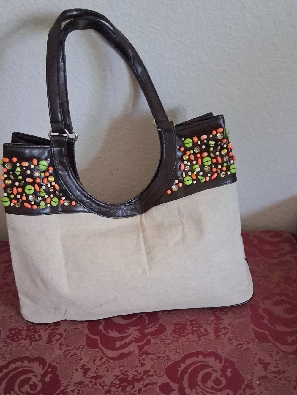 Embellished Canvas Bag